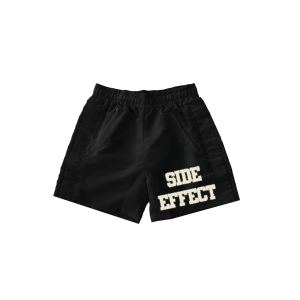 SIDE EFFECT Distressed Logo Shorts - Black