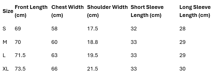 Green jersey 68 size chart