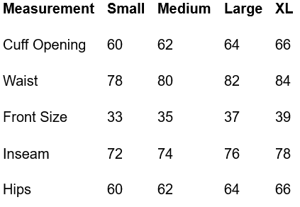 Distressed washed sweatpants size chart